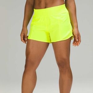 Lululemon Hotty Hot High-Rise Lined Short 4” Bottoms Swift Run Athletic Neon